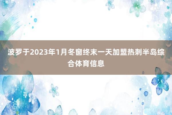 波罗于2023年1月冬窗终末一天加盟热刺半岛综合体育信息