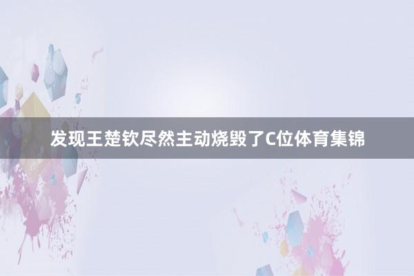 发现王楚钦尽然主动烧毁了C位体育集锦